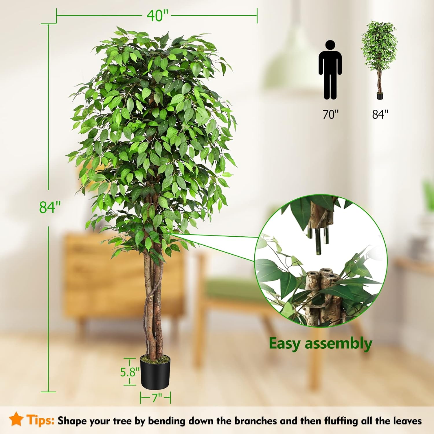 Realistyczny sztuczny drzewko  – Fiddle Leaf Fig recenzja i cena