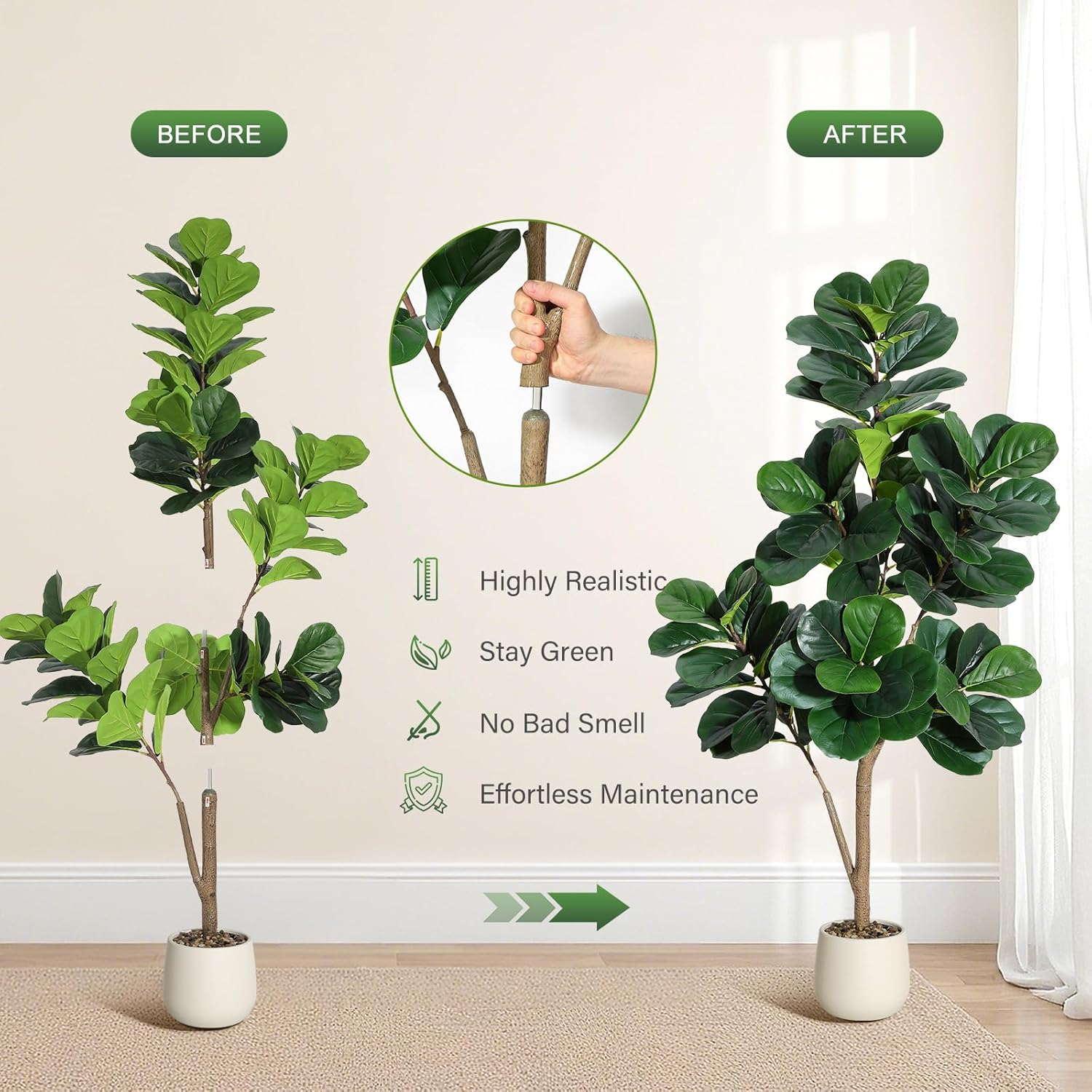 Sztuczne drzewko figowiec lier – Fiddle Leaf Fig recenzja i cena